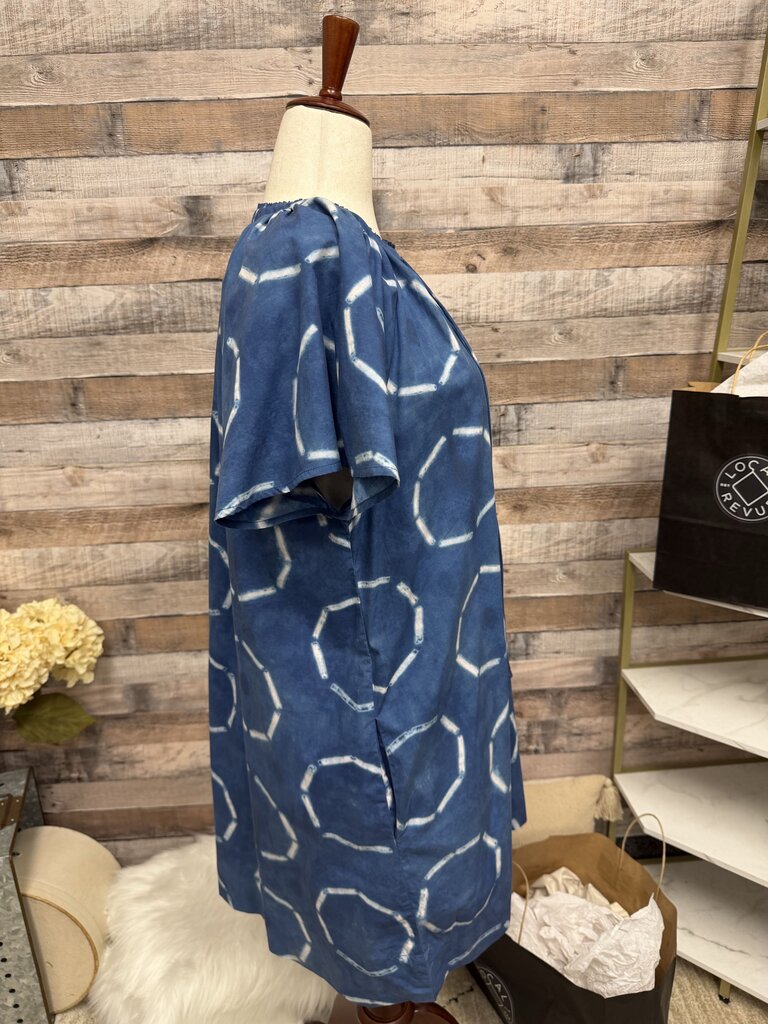 Apiece Apart Blue Shibori Circle Print Mini Dress