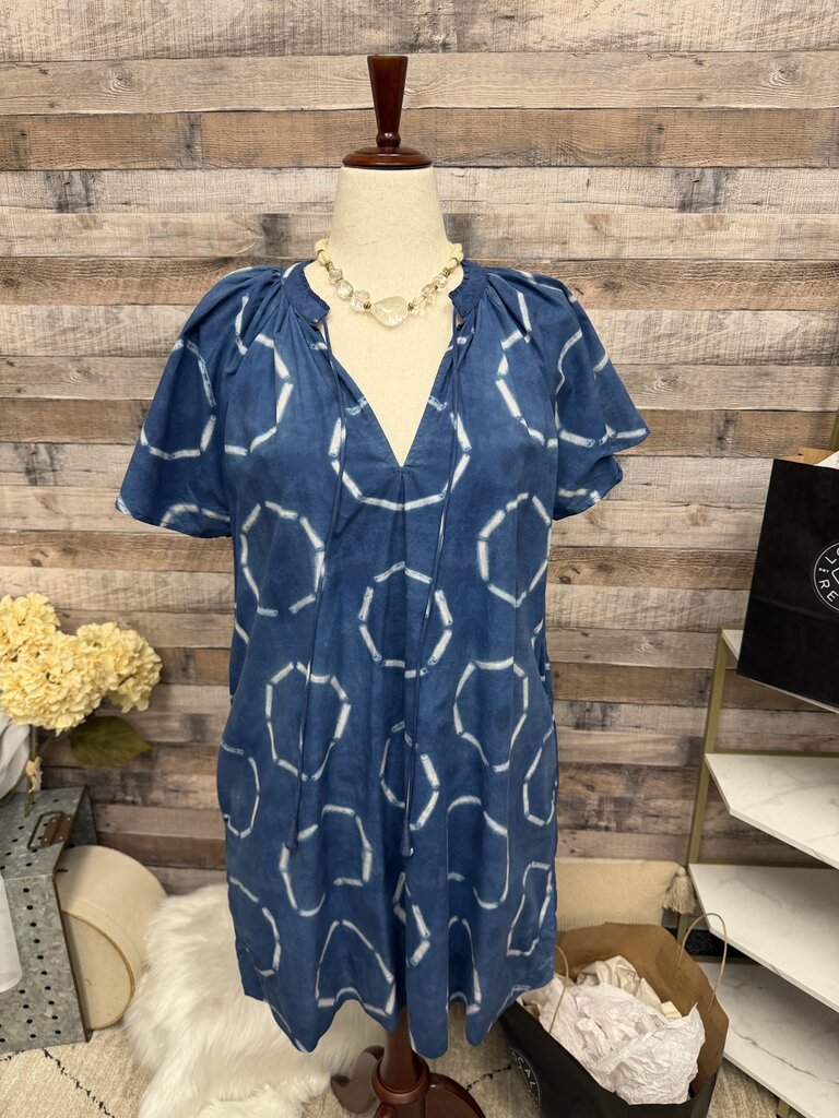 Apiece Apart Blue Shibori Circle Print Mini Dress