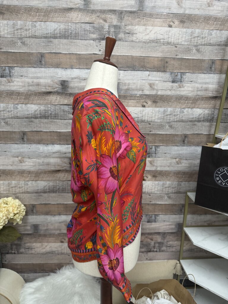 FARM Rio Multi Color Mixed Print Silk Blouse
