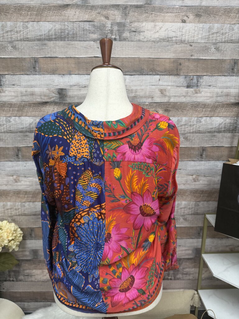 FARM Rio Multi Color Mixed Print Silk Blouse