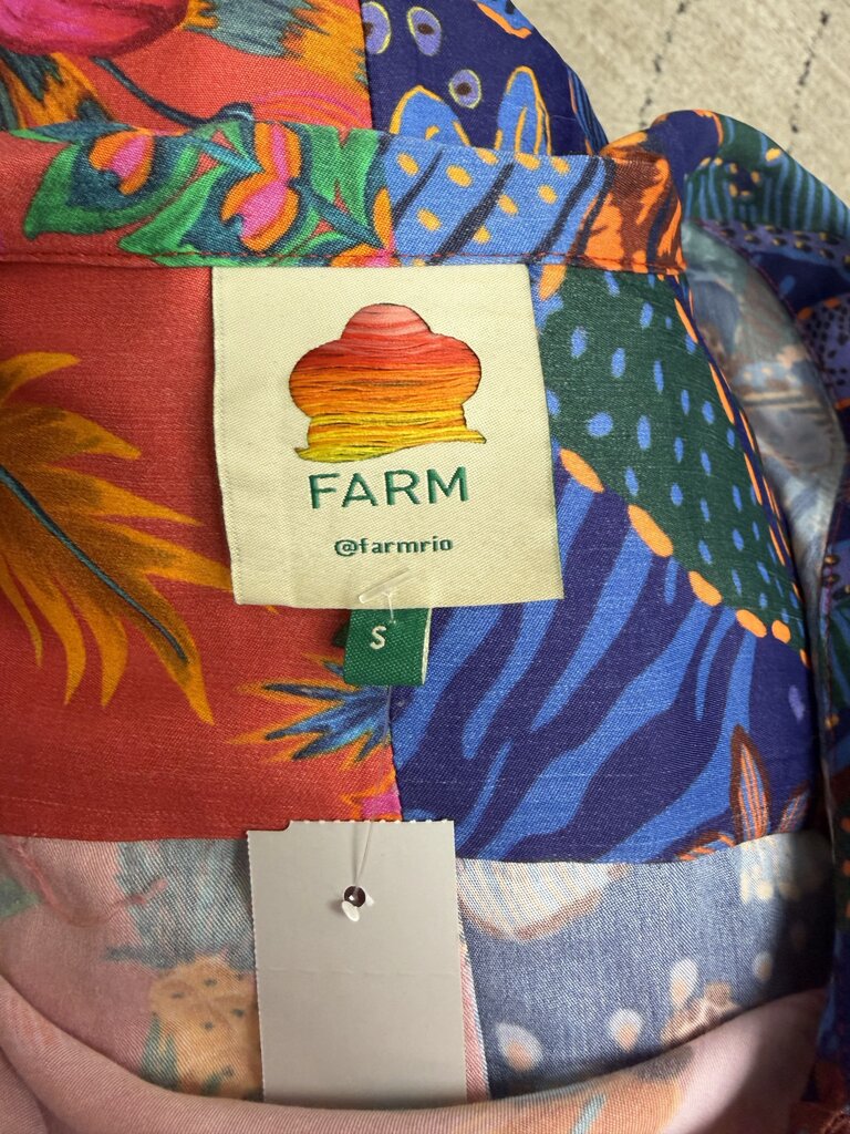 FARM Rio Multi Color Mixed Print Silk Blouse