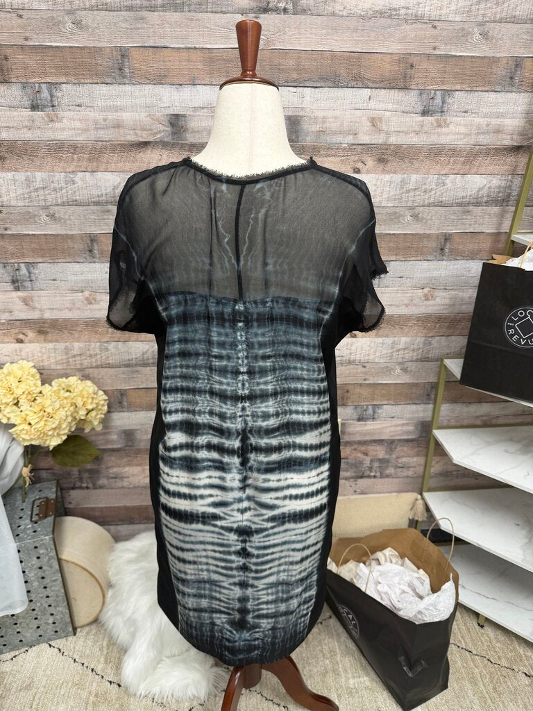 Black/White Tie-Dye Gradiant Pattern Cover Up