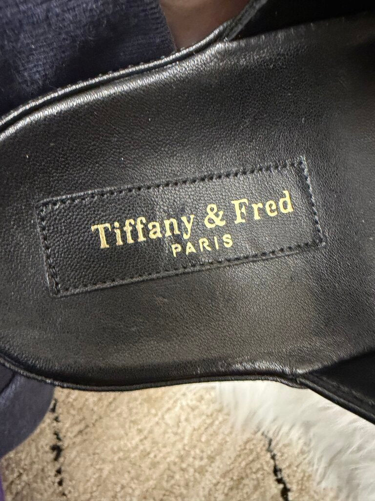 NWT Tiffany & Fred Paris Dad Black Quilted Sandals