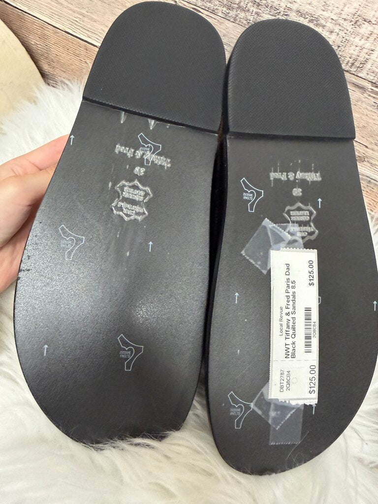 NWT Tiffany & Fred Paris Dad Black Quilted Sandals