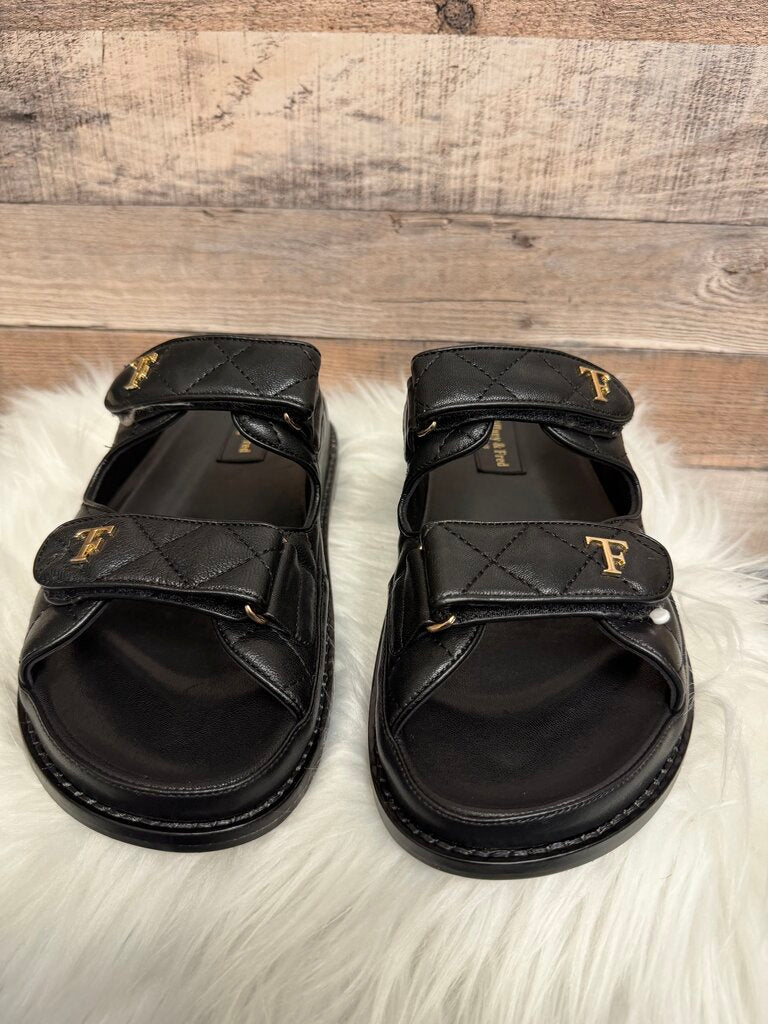 NWT Tiffany & Fred Paris Dad Black Quilted Sandals
