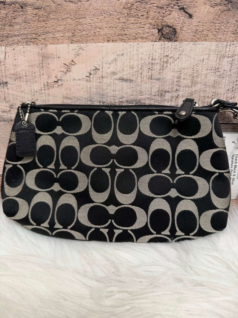 Coach Black & Silver Signature Print Wristlet