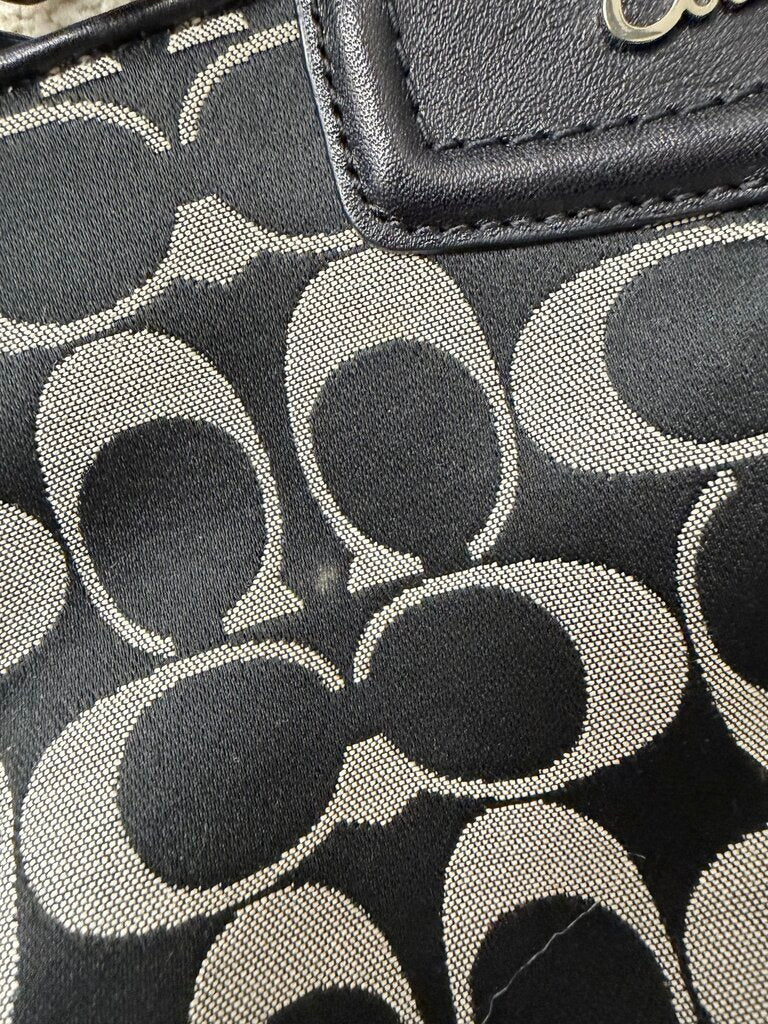 Coach Black & Silver Signature Print Wristlet