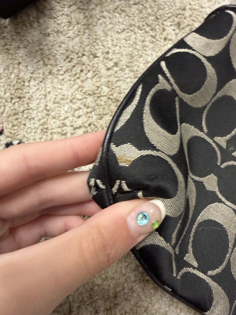 Coach Black & Silver Signature Print Wristlet