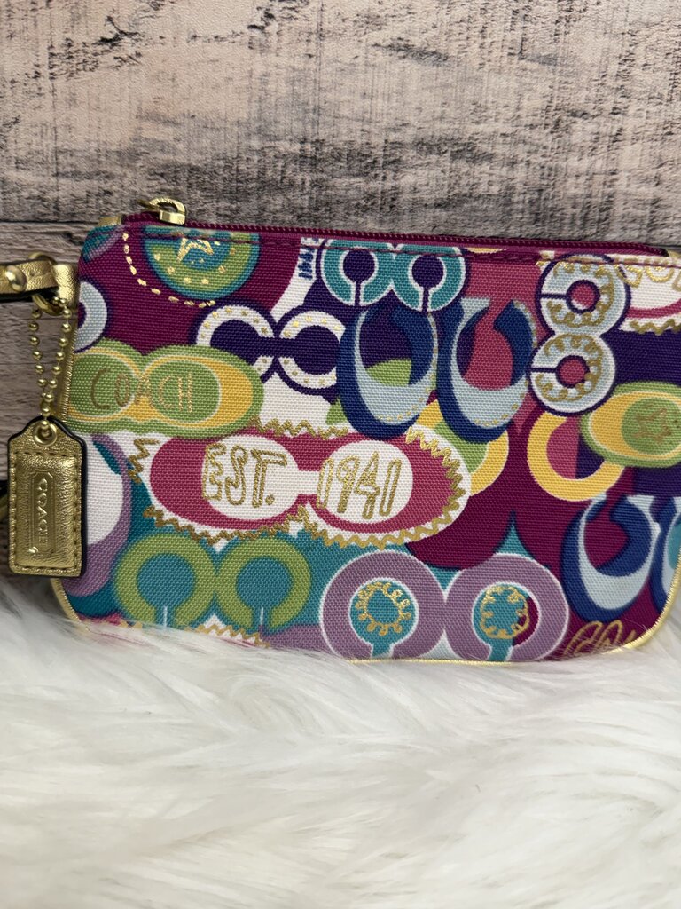 Coach Poppy Graffiti Signature Print Wristlet