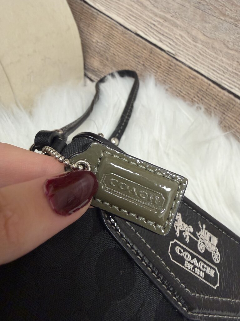 Coach Black On Black Signature Logo Wristlet