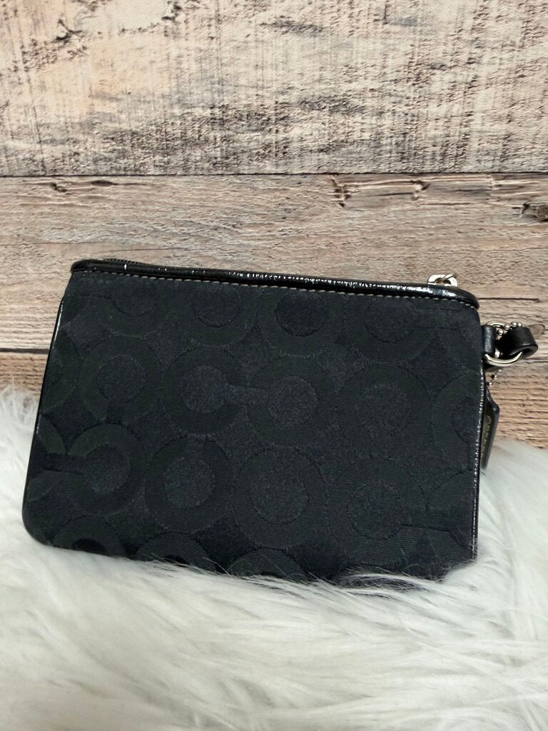 Coach Black On Black Signature Logo Wristlet