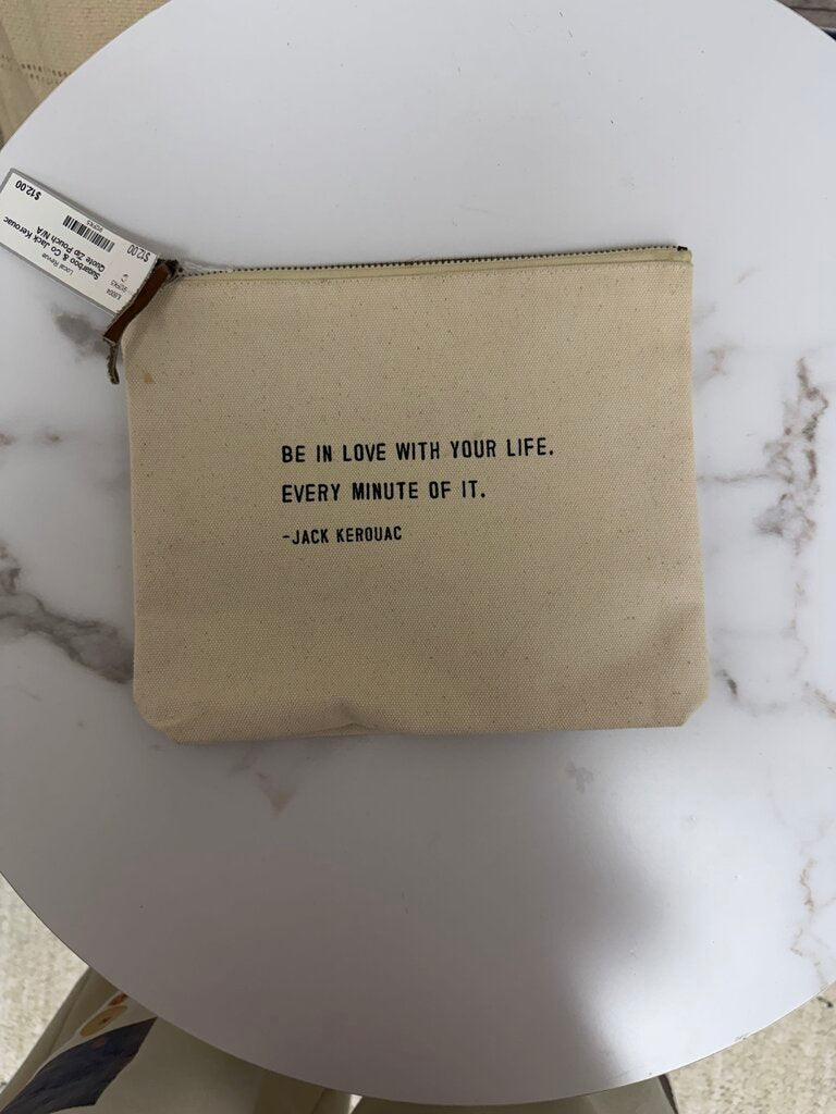 Sugarboo & Co Jack Kerouac Quote Zip Pouch Sugarboo & Co Tan N/A BAGS