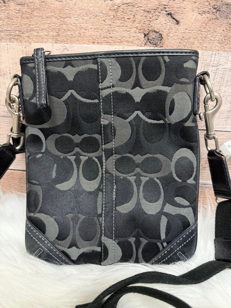 Coach Black/Grey Signature Print Crossbody
