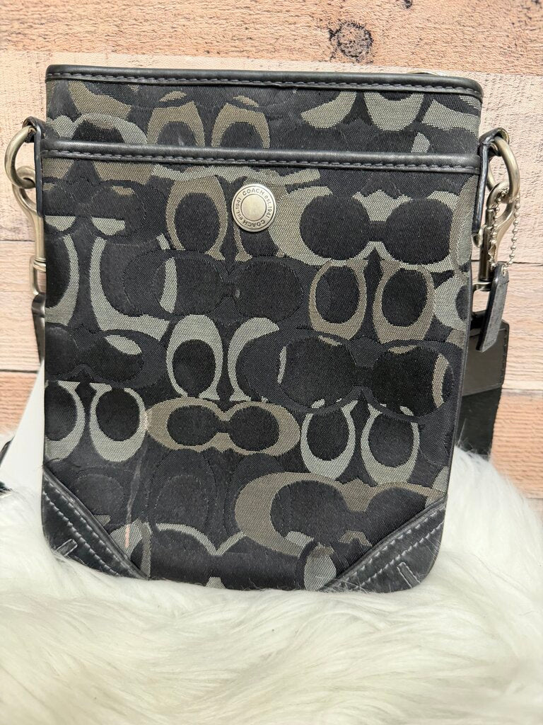 Coach Black/Grey Signature Print Crossbody