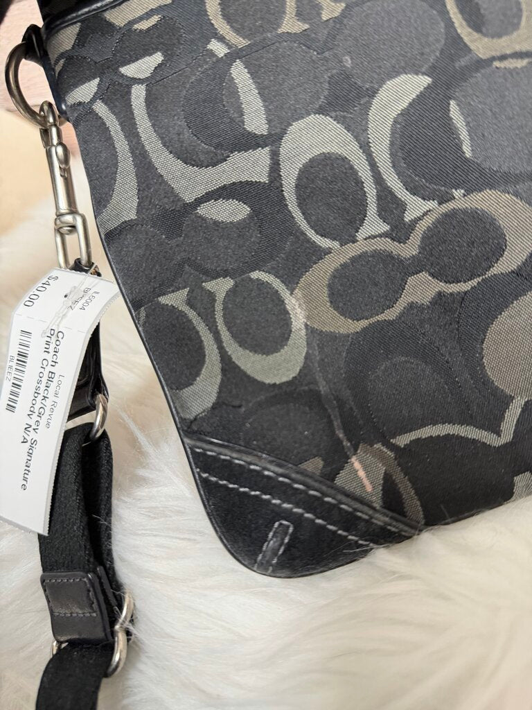Coach Black/Grey Signature Print Crossbody