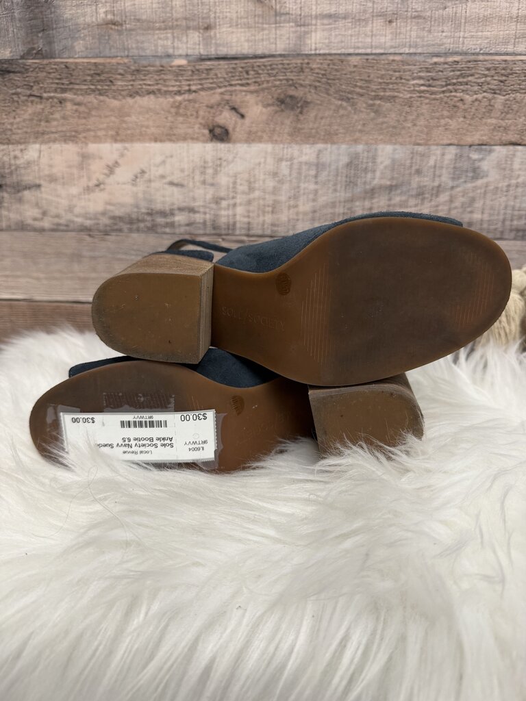 Sole Society Navy Suede Ankle Bootie