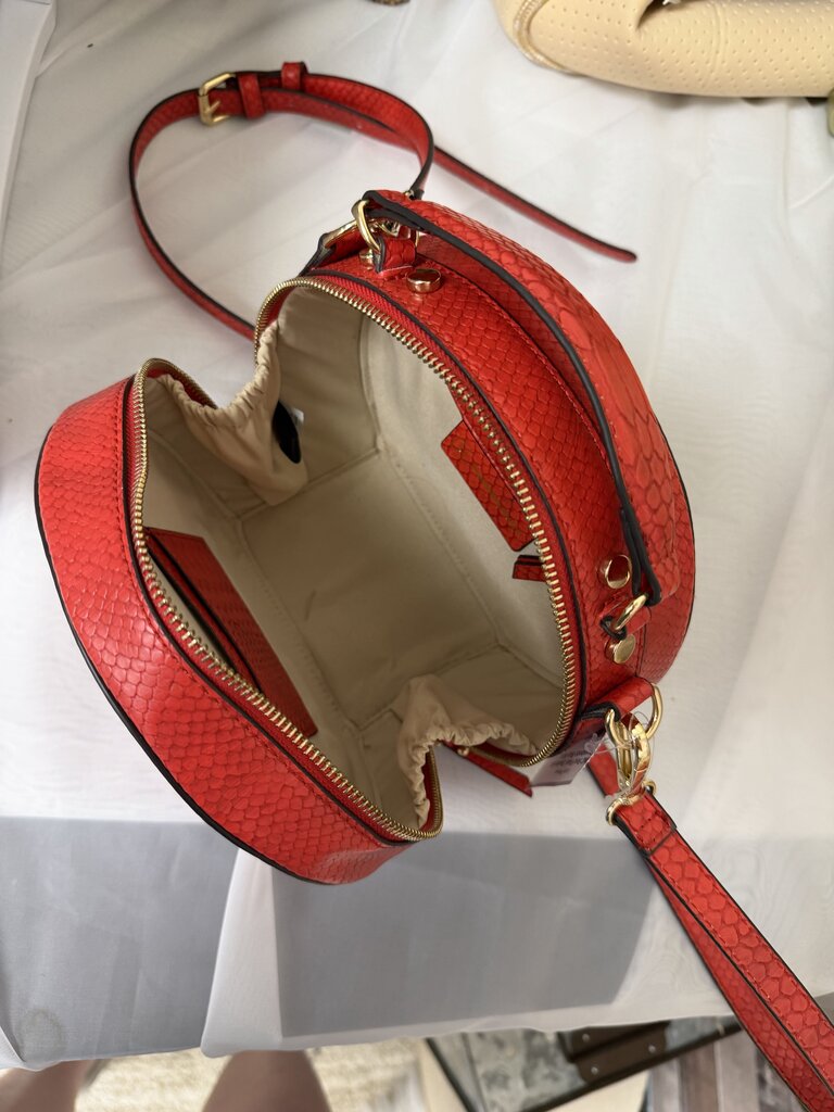 INC Red Faux Snakeskin Crossbody Bag