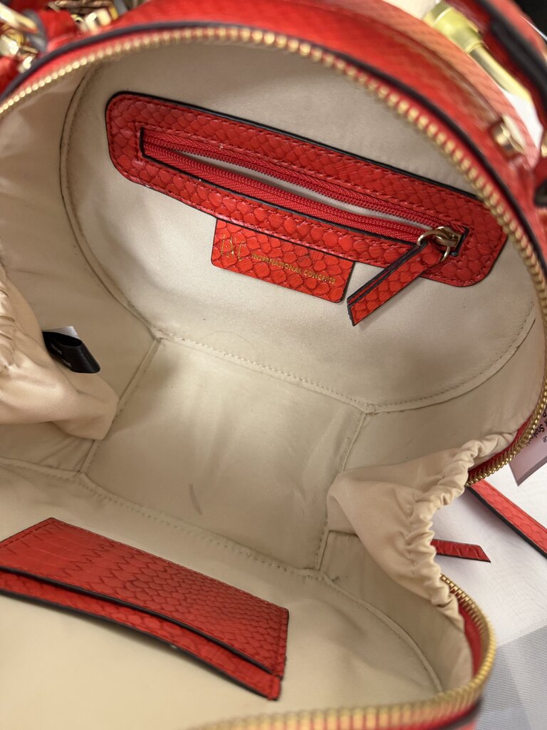 INC Red Faux Snakeskin Crossbody Bag