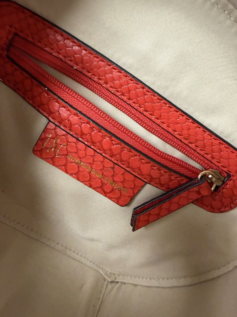 INC Red Faux Snakeskin Crossbody Bag