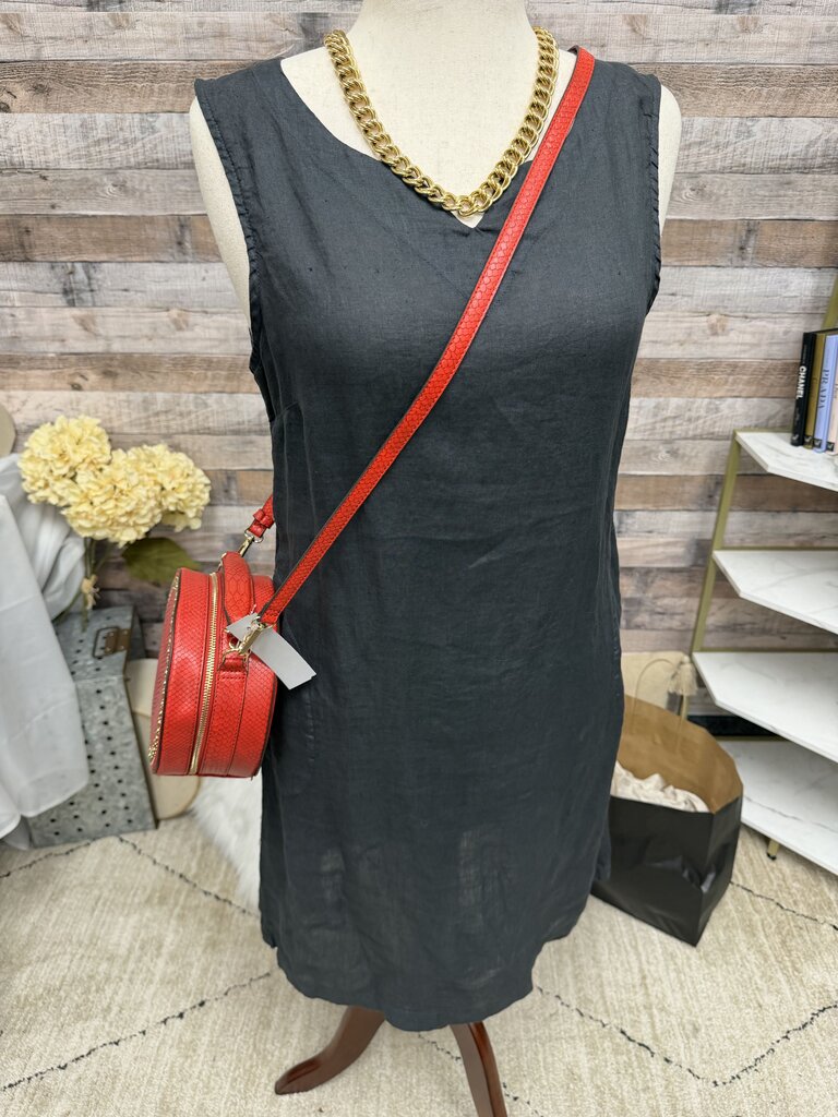 INC Red Faux Snakeskin Crossbody Bag
