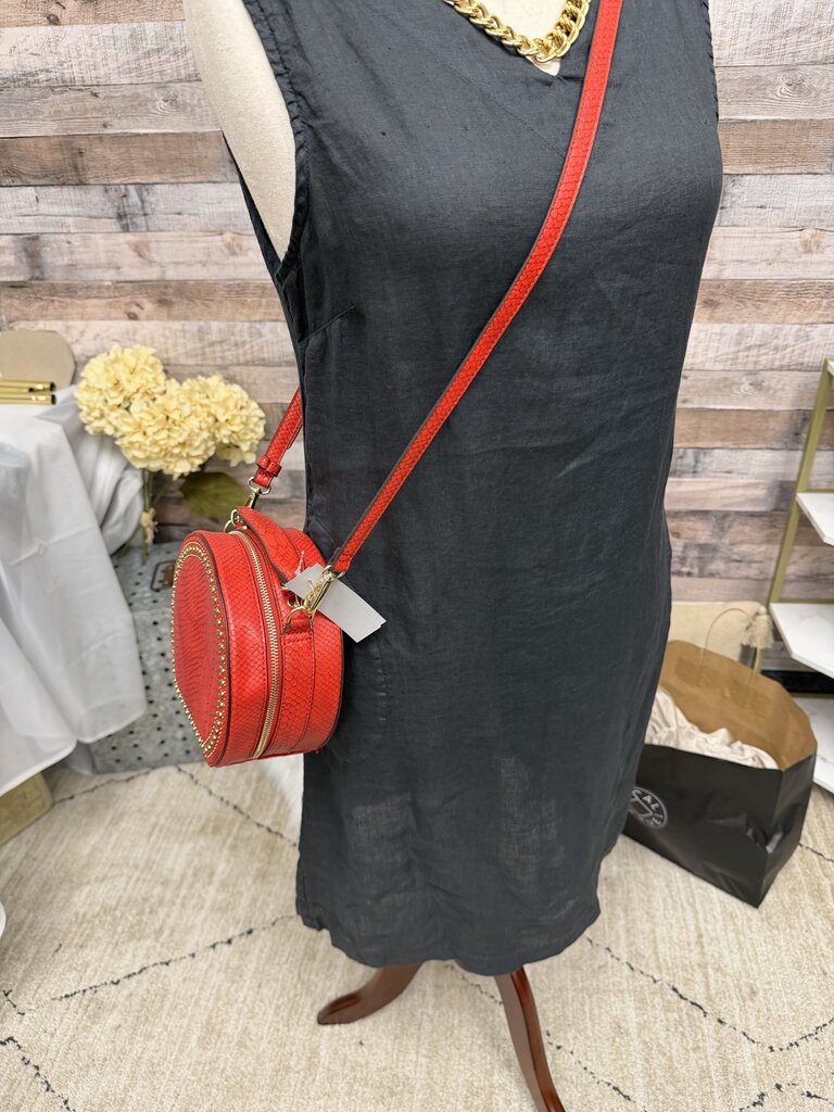 INC Red Faux Snakeskin Crossbody Bag