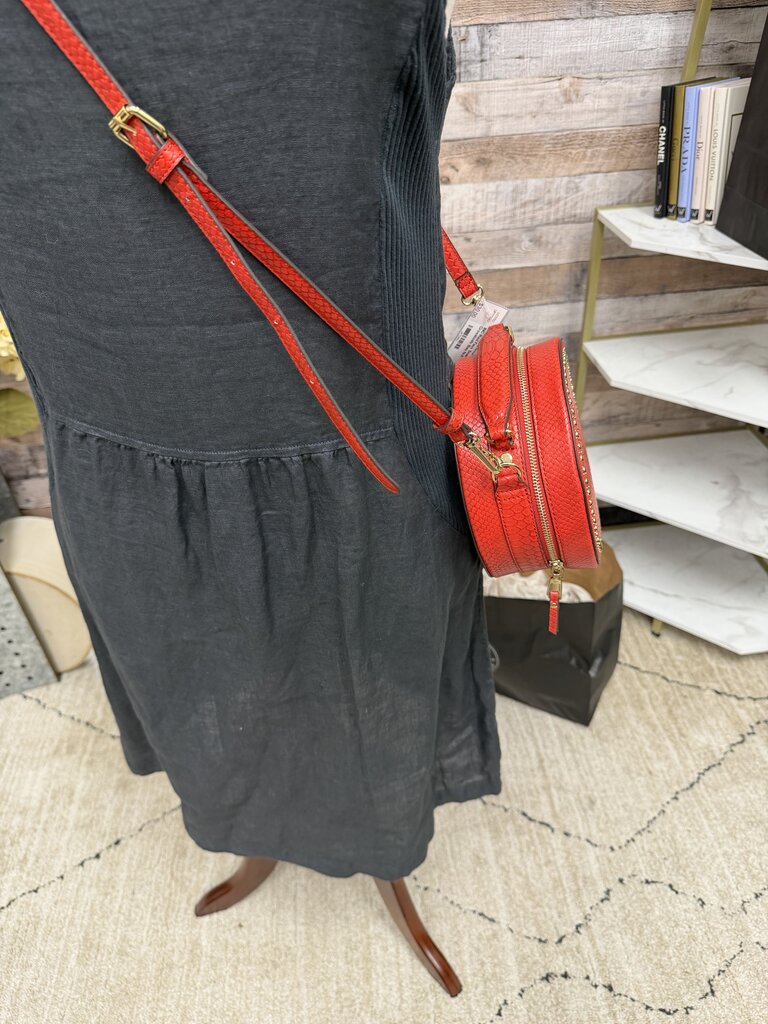 INC Red Faux Snakeskin Crossbody Bag