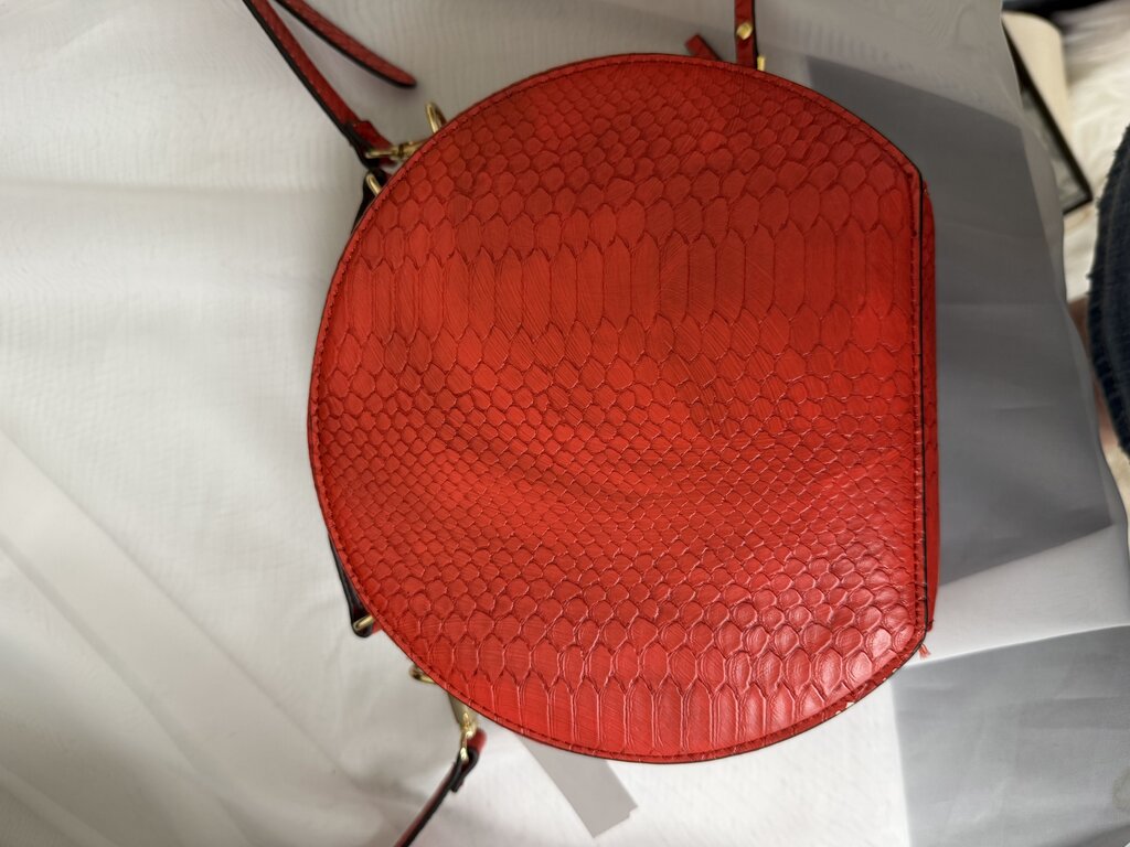 INC Red Faux Snakeskin Crossbody Bag