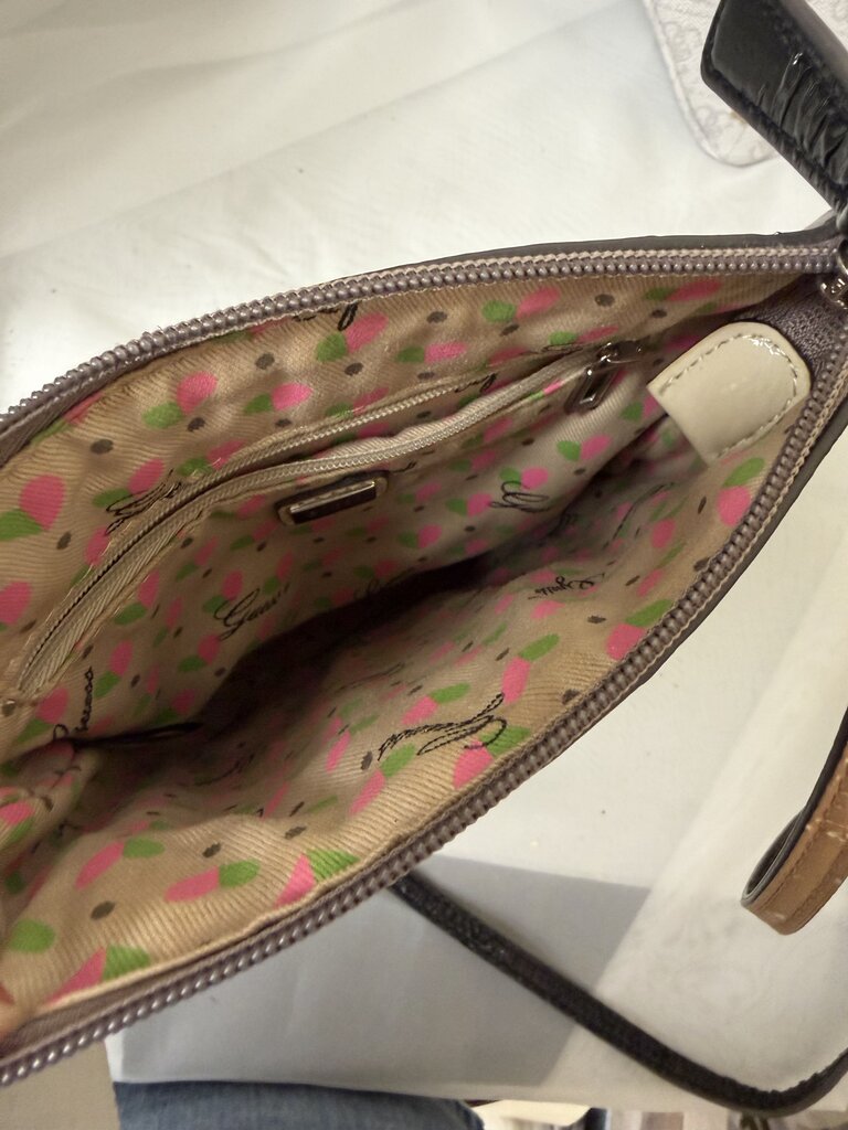 Guess Grey/Pink Faux Ostrich Leather Handbag