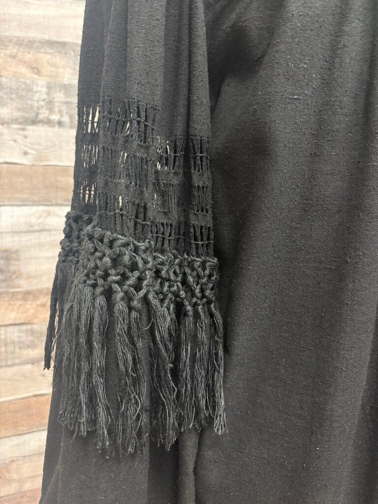 Black Ulla Johnson Long Sleeve Dress With Fringe Detail