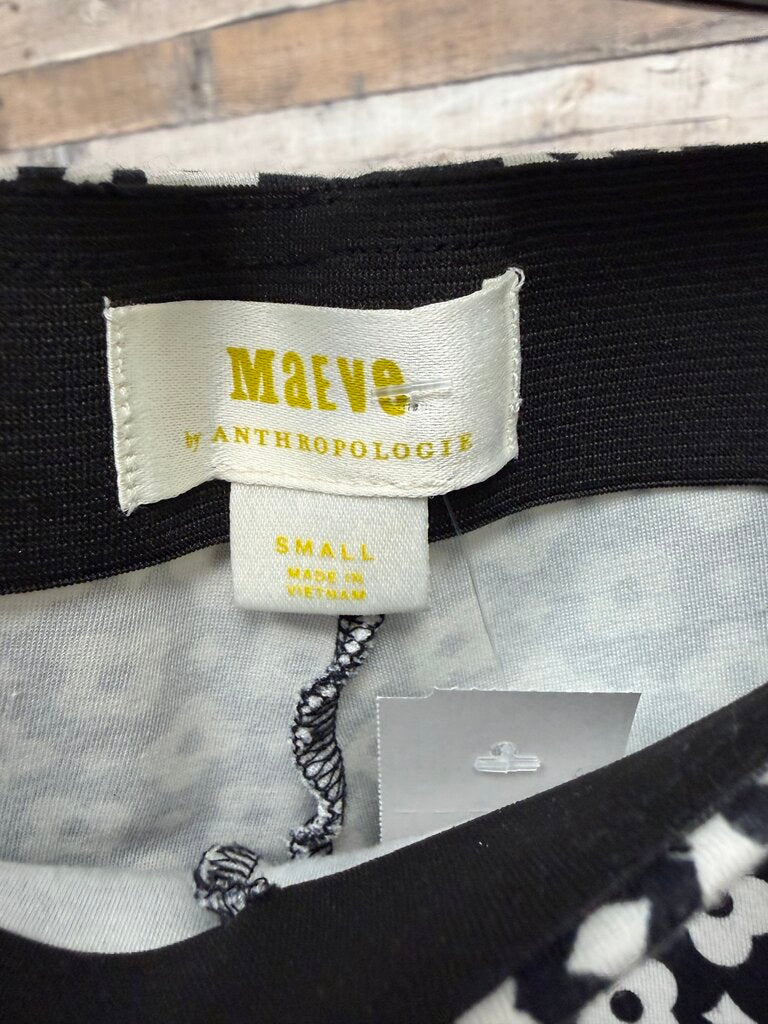 Maeve By Anthropologie Floral Print Pants Black & White Geometric Print