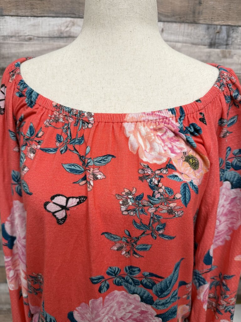 Anthropologie Pink Floral Print Crop Top