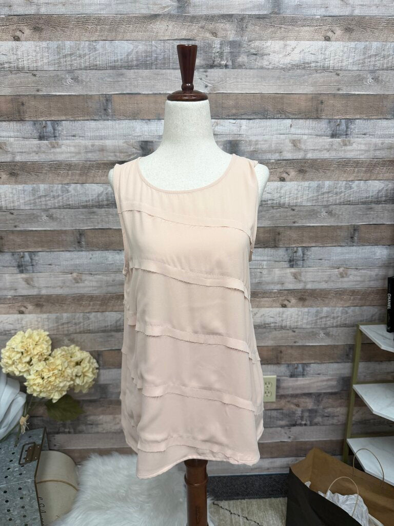 Halogen Brand Pink Tiered Ruffle Tank Top