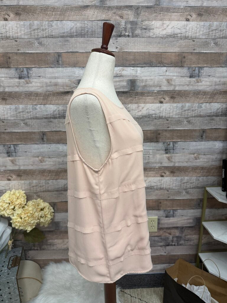 Halogen Brand Pink Tiered Ruffle Tank Top