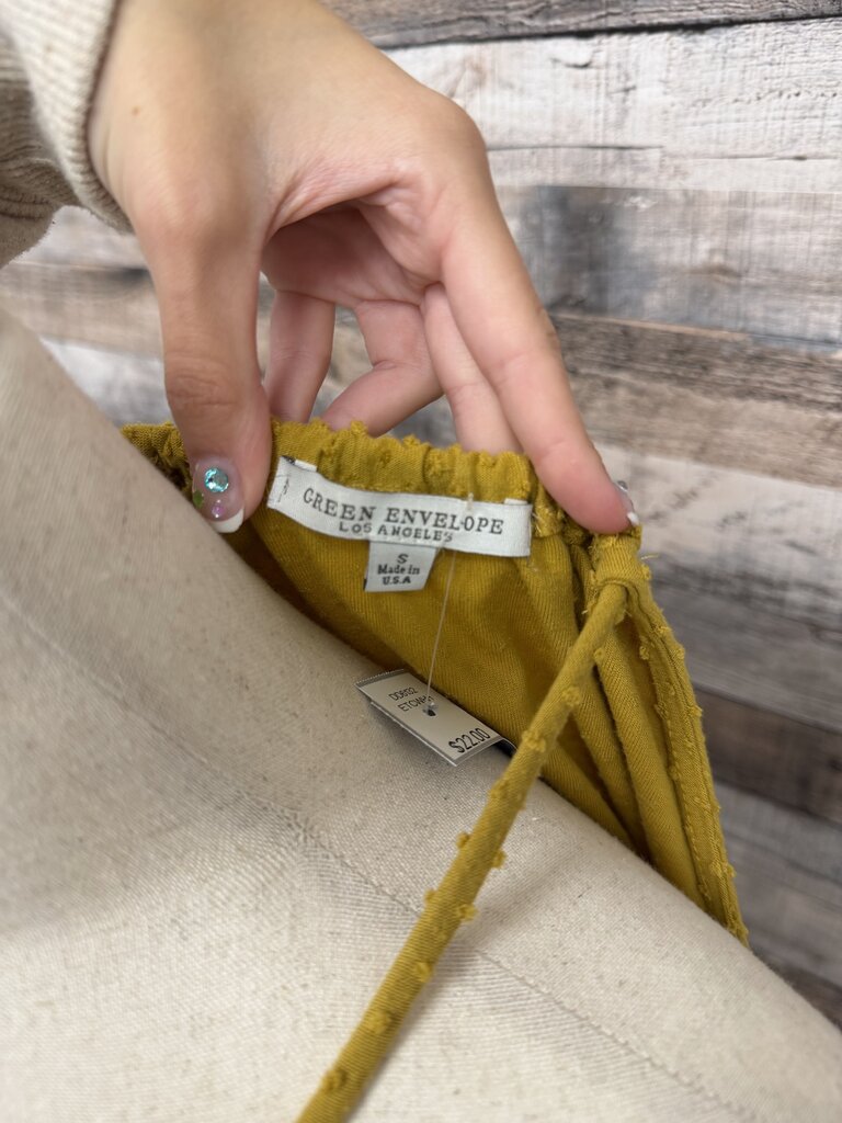 Green Envelope Yellow Swiss Dot Textured Top