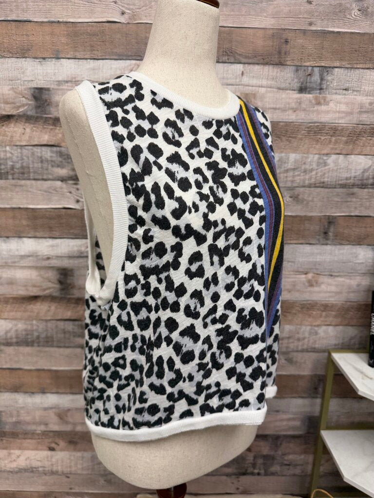 Free people Leopard Print Sleeveless Tank Top With Contrast Trim
