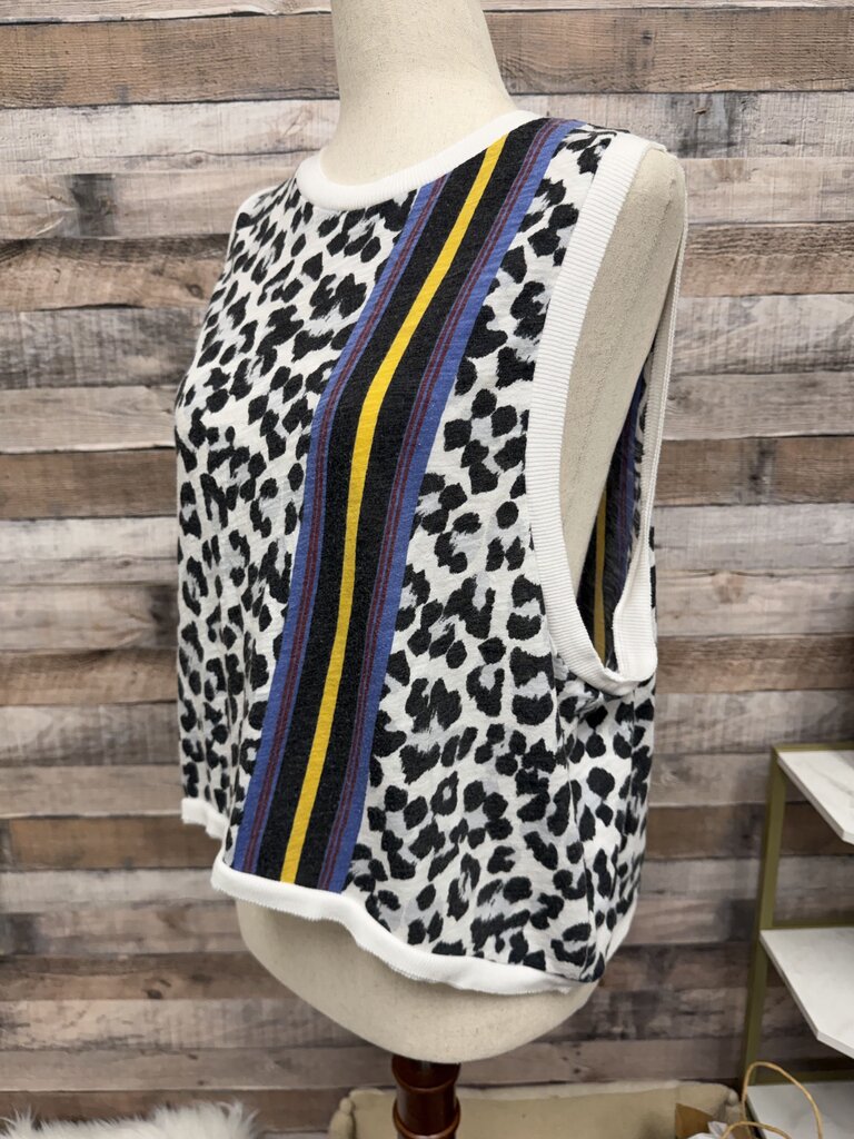 Free people Leopard Print Sleeveless Tank Top With Contrast Trim