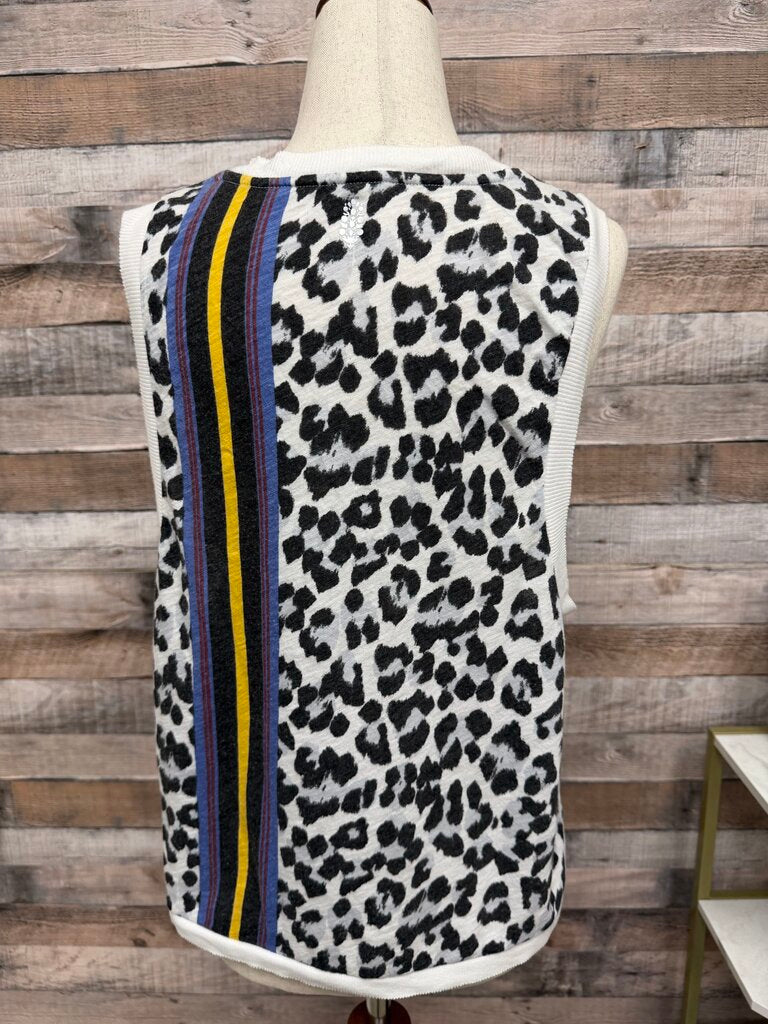 Free people Leopard Print Sleeveless Tank Top With Contrast Trim