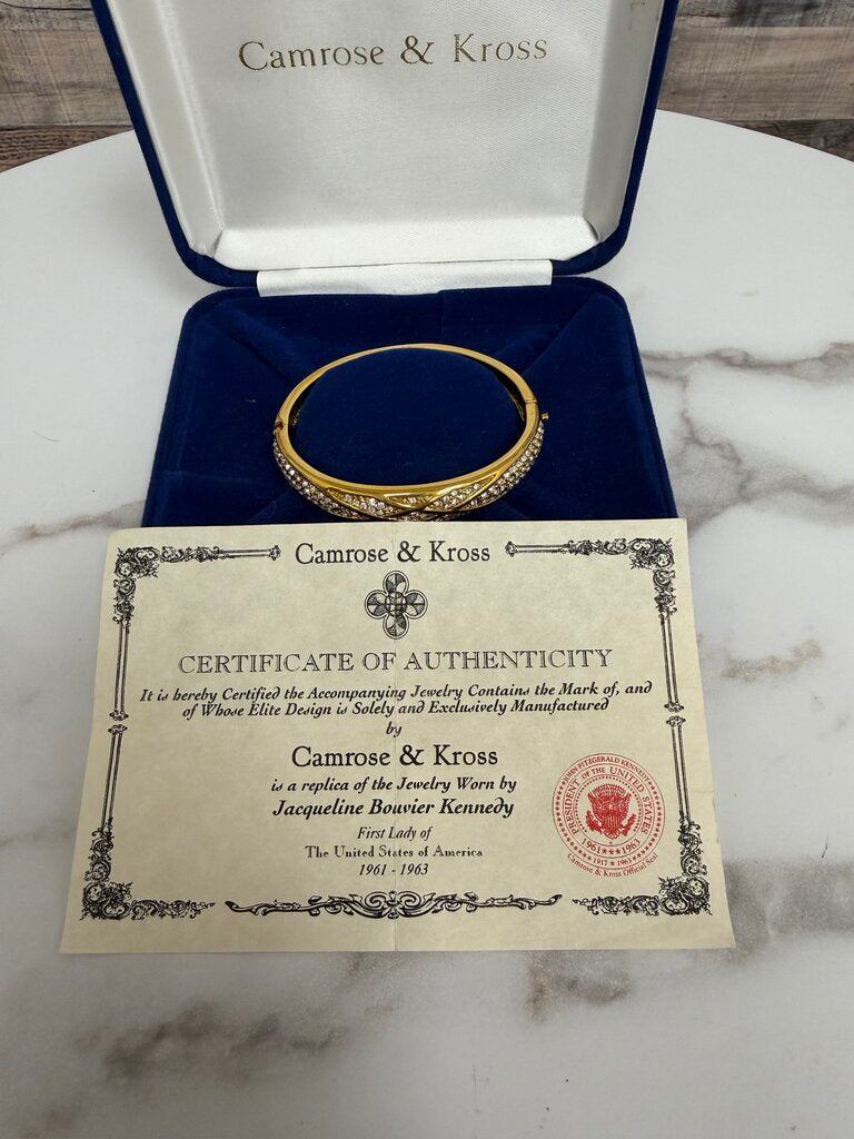 Camrose & Kross Gold-Tone Bangle Bracelet With Crystal Design