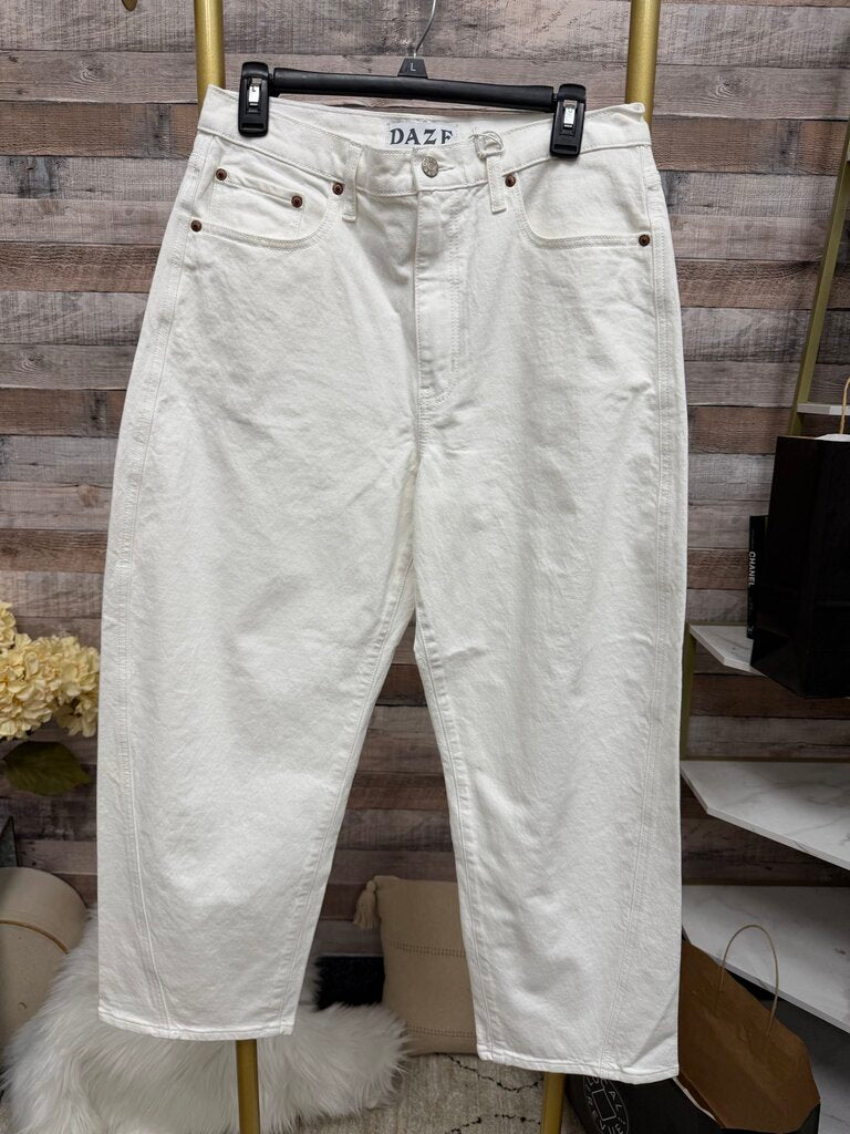 NWT DAZE Swan White Westward Barrel Denim
