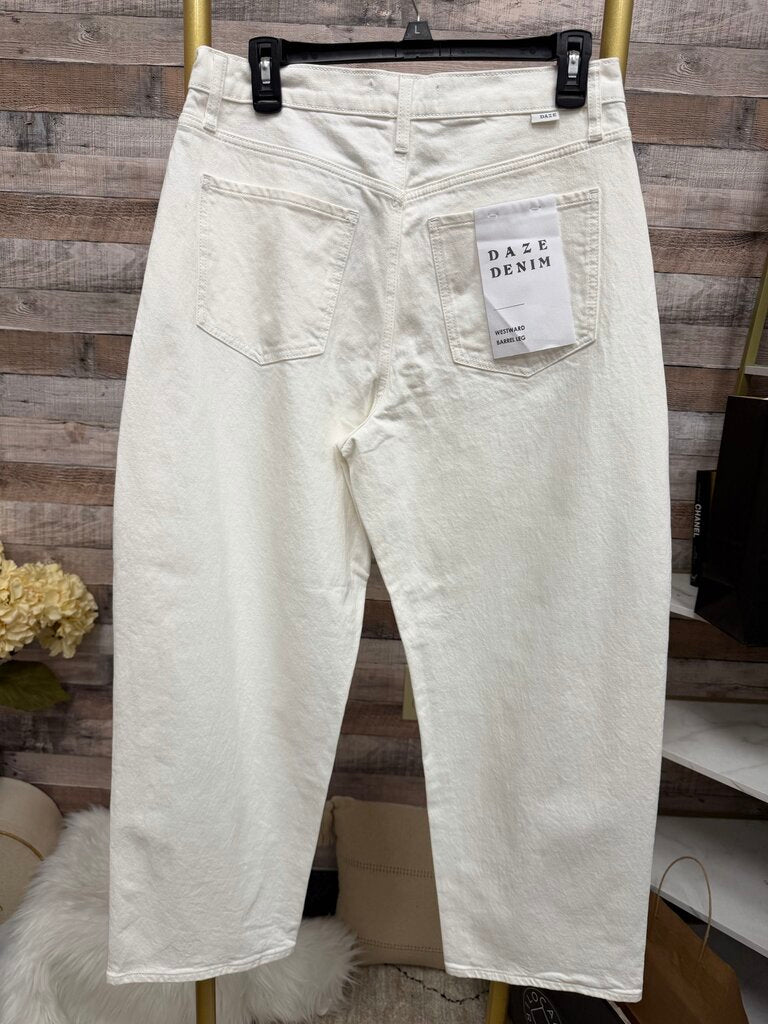NWT DAZE Swan White Westward Barrel Denim