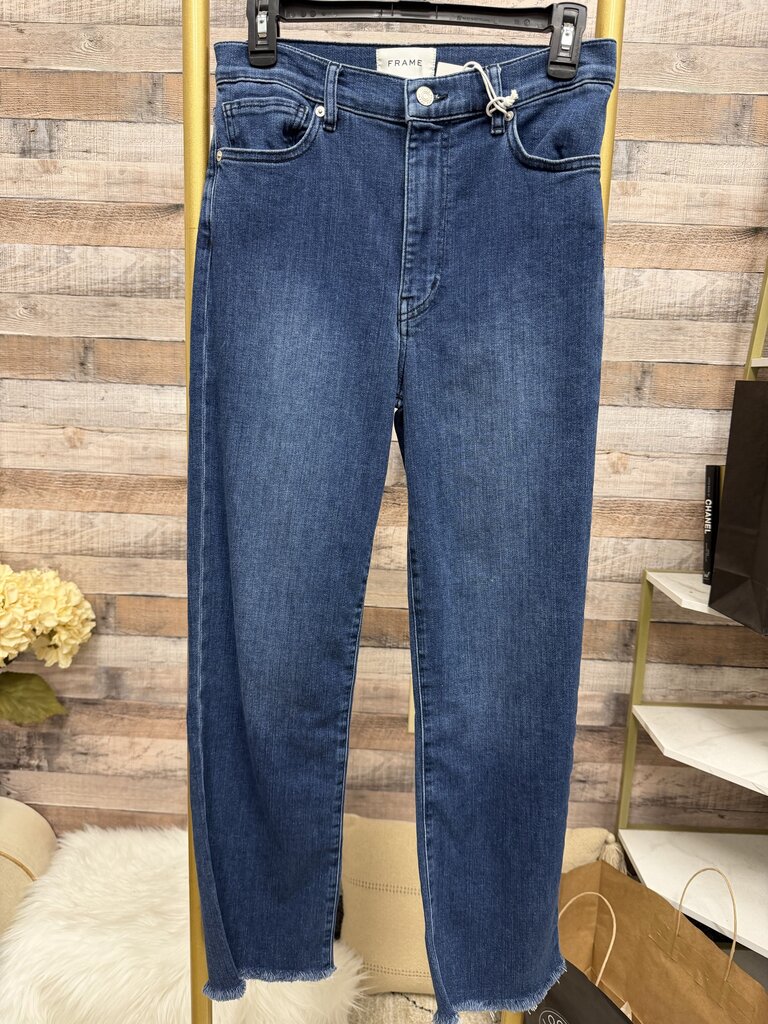 NWT Frame Dark Blue Le Sleek Straight Crop Denim