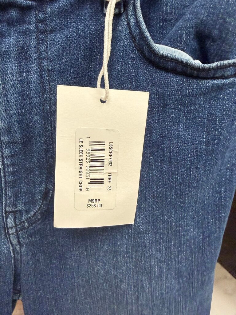 NWT Frame Dark Blue Le Sleek Straight Crop Denim