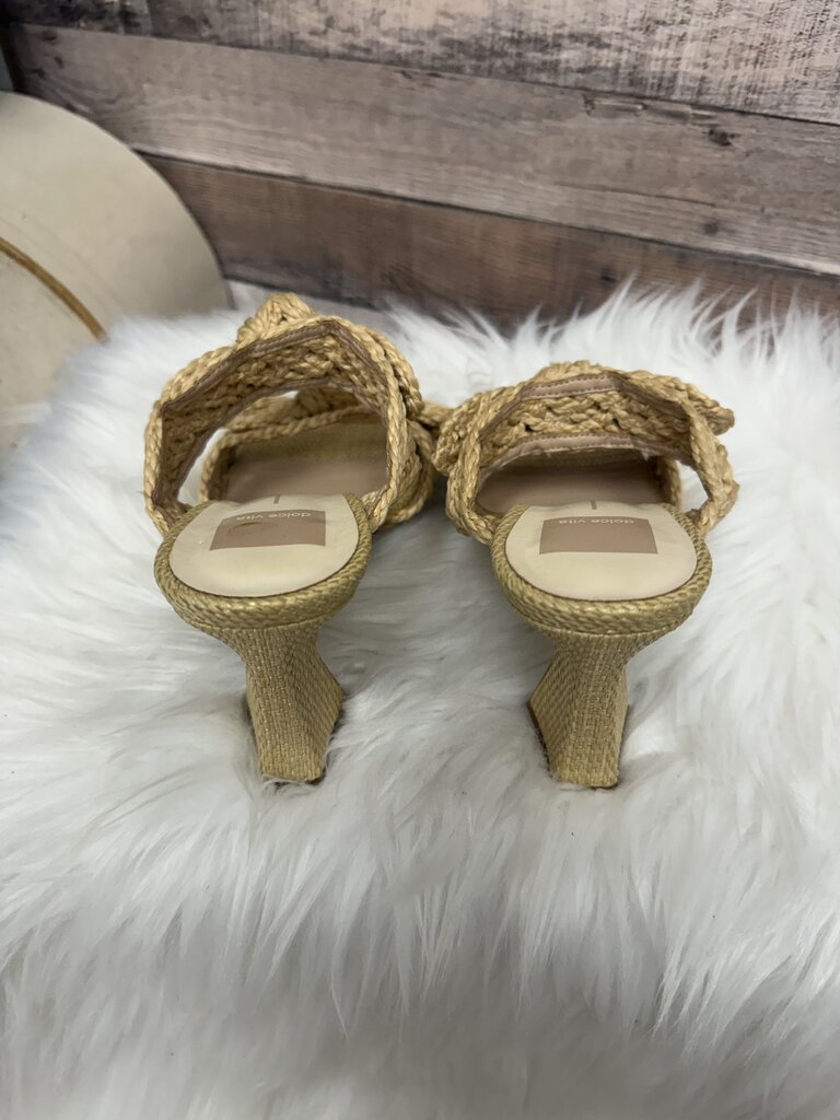 Dolce Vita Raffia Knotted Bow Block Heels