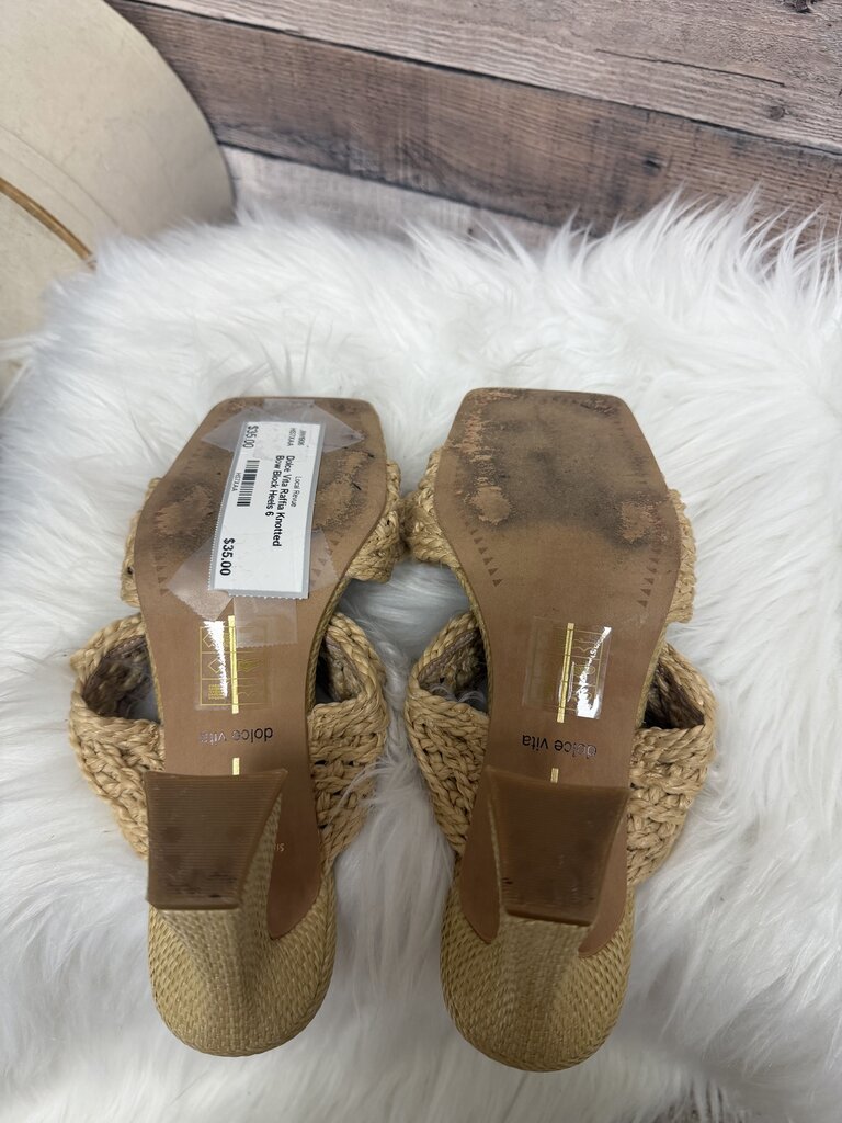 Dolce Vita Raffia Knotted Bow Block Heels