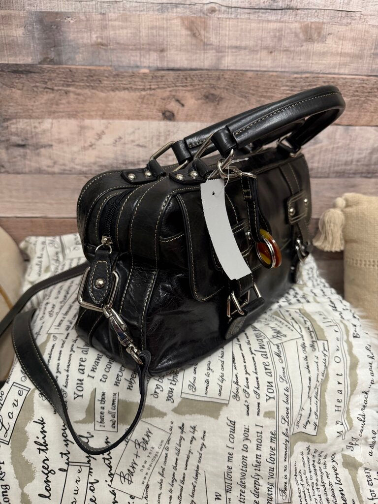 Barr & Barr Black Patent Leather Satchel