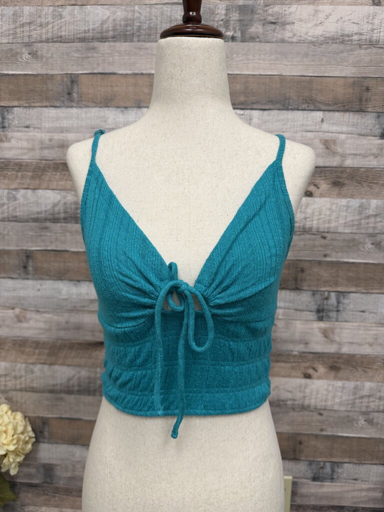 O'Neill Turquoise Tie-Front Knit Crop Top