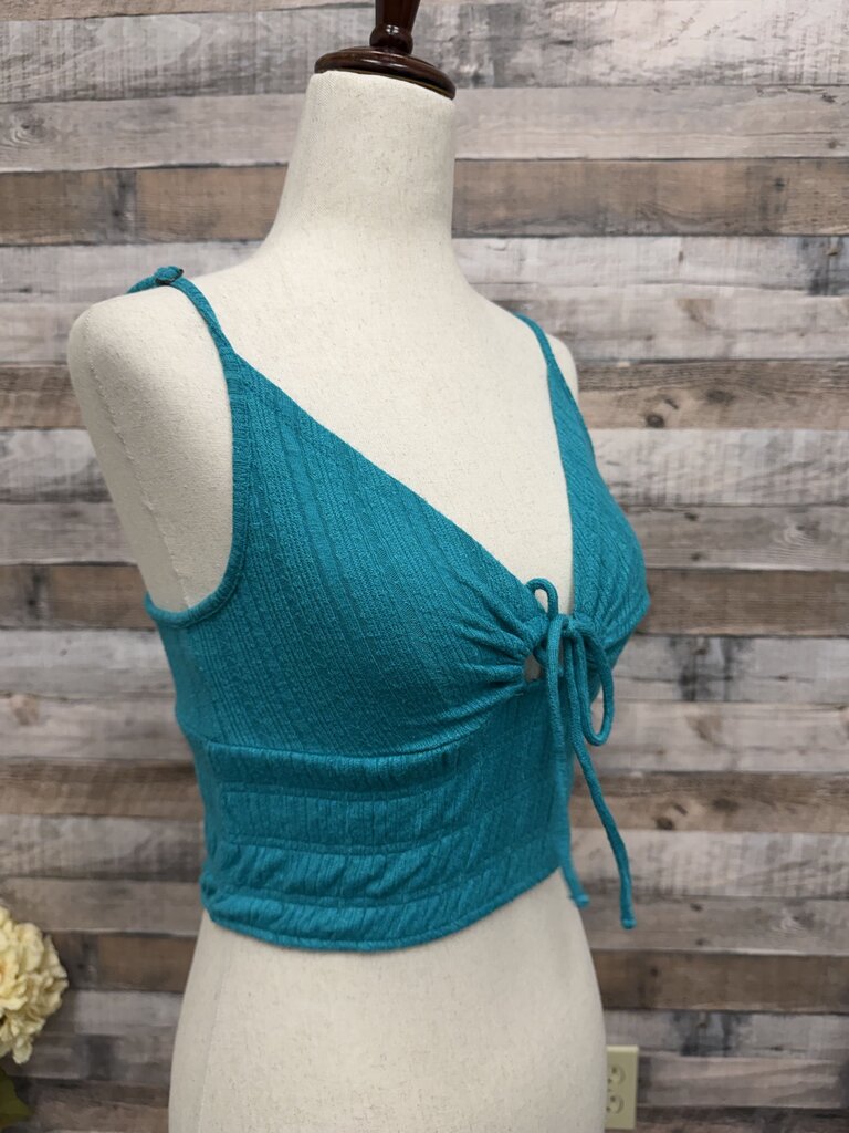 O'Neill Turquoise Tie-Front Knit Crop Top