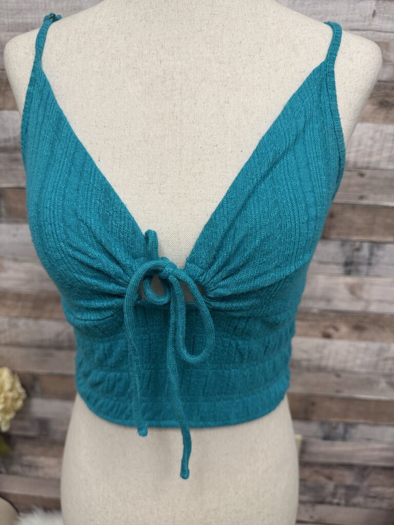 O'Neill Turquoise Tie-Front Knit Crop Top