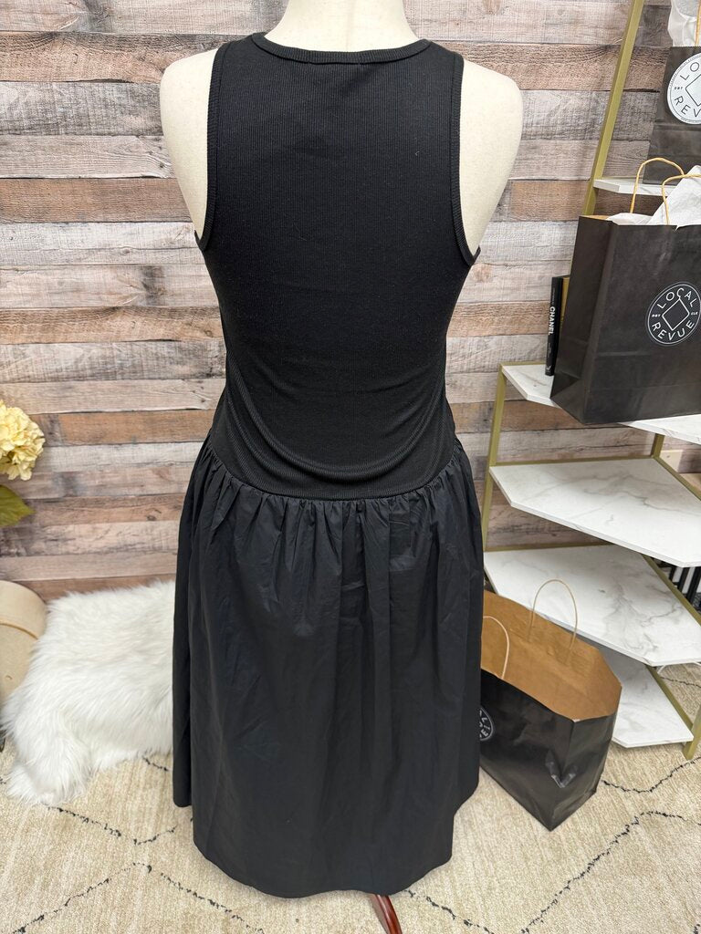Aqua Black Dropped Waist Sleeveless Dress