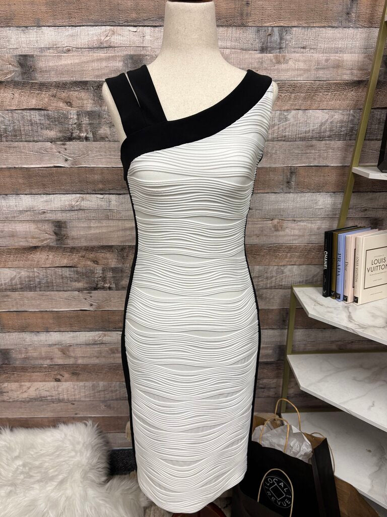 Hartly Black & White Color Block Spandex Dress